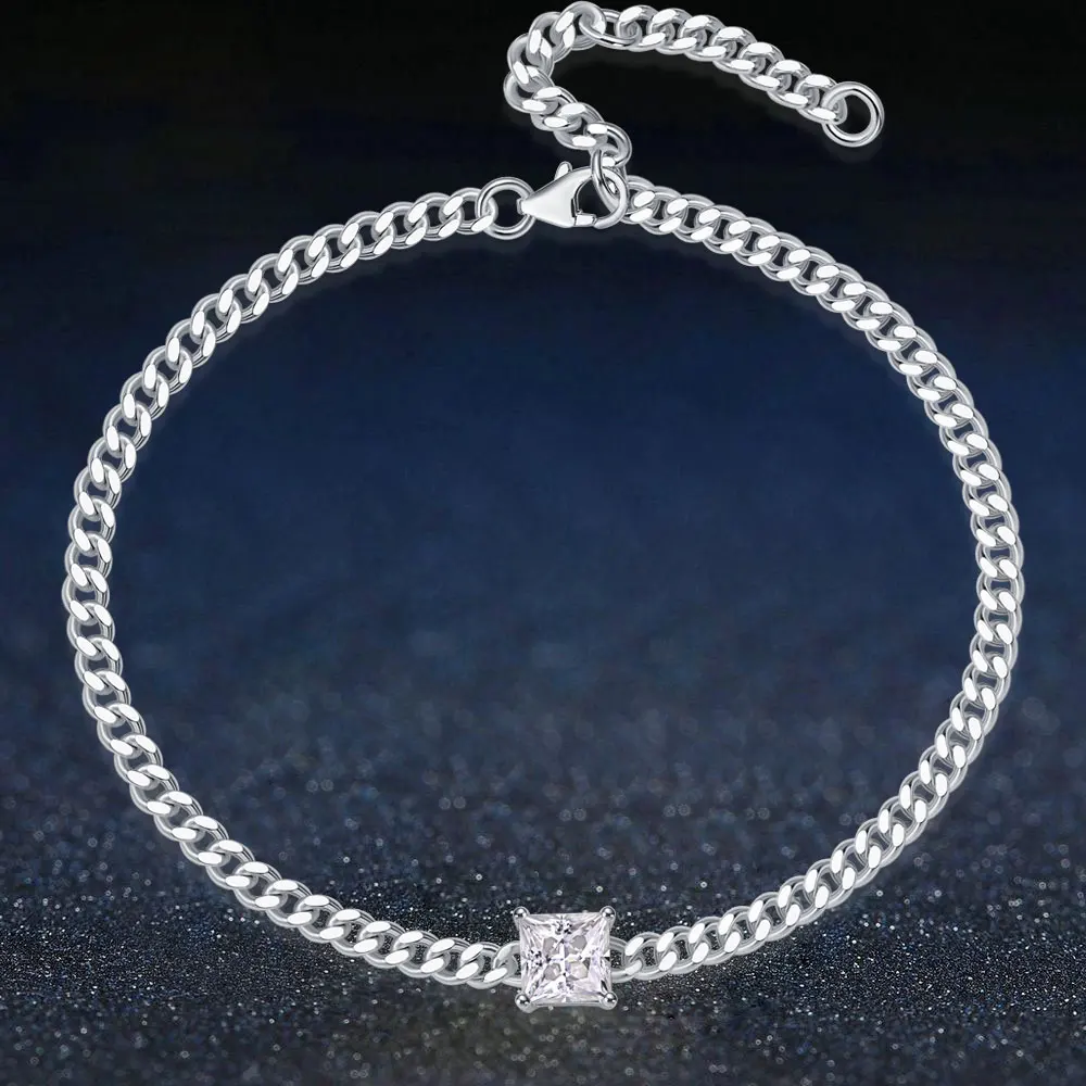 

1CT Moissanite Bracelet for Women 100% 925 Sterling Silver D Color Diamond Adjustable Chain Sparkling Fine Jewelry Wedding