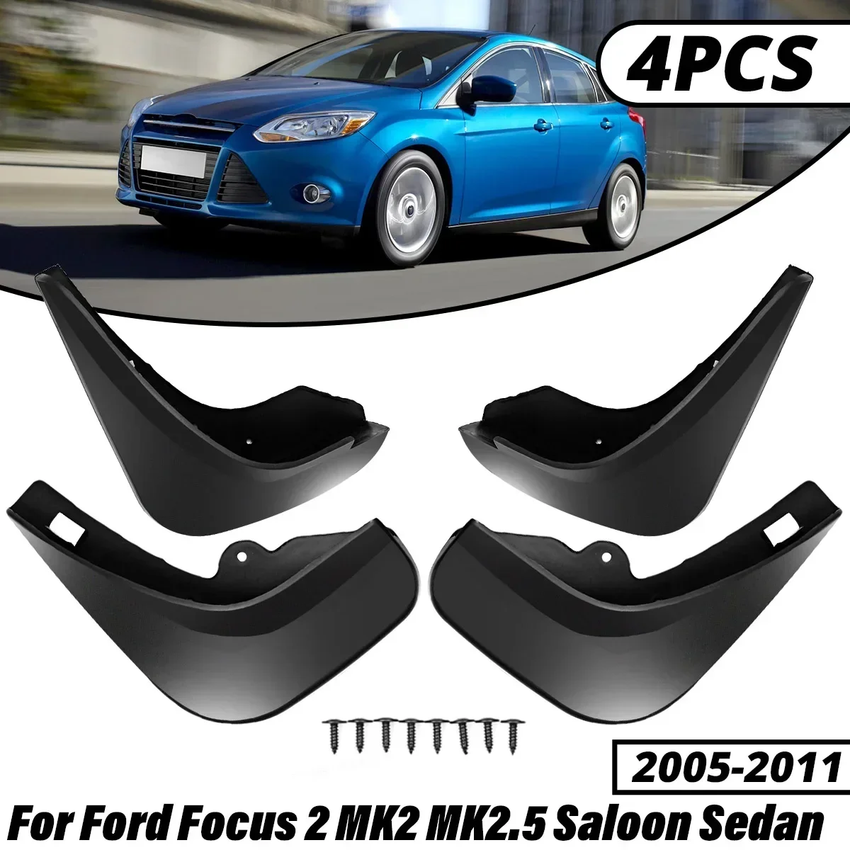 Car Mud Flaps For Focus 2 MK2 MK2.5 Saloon Sedan 2005-2011 Mudguards Splash Guards 2005 2006 2007 2008 2009 2010 2011 Body Kit