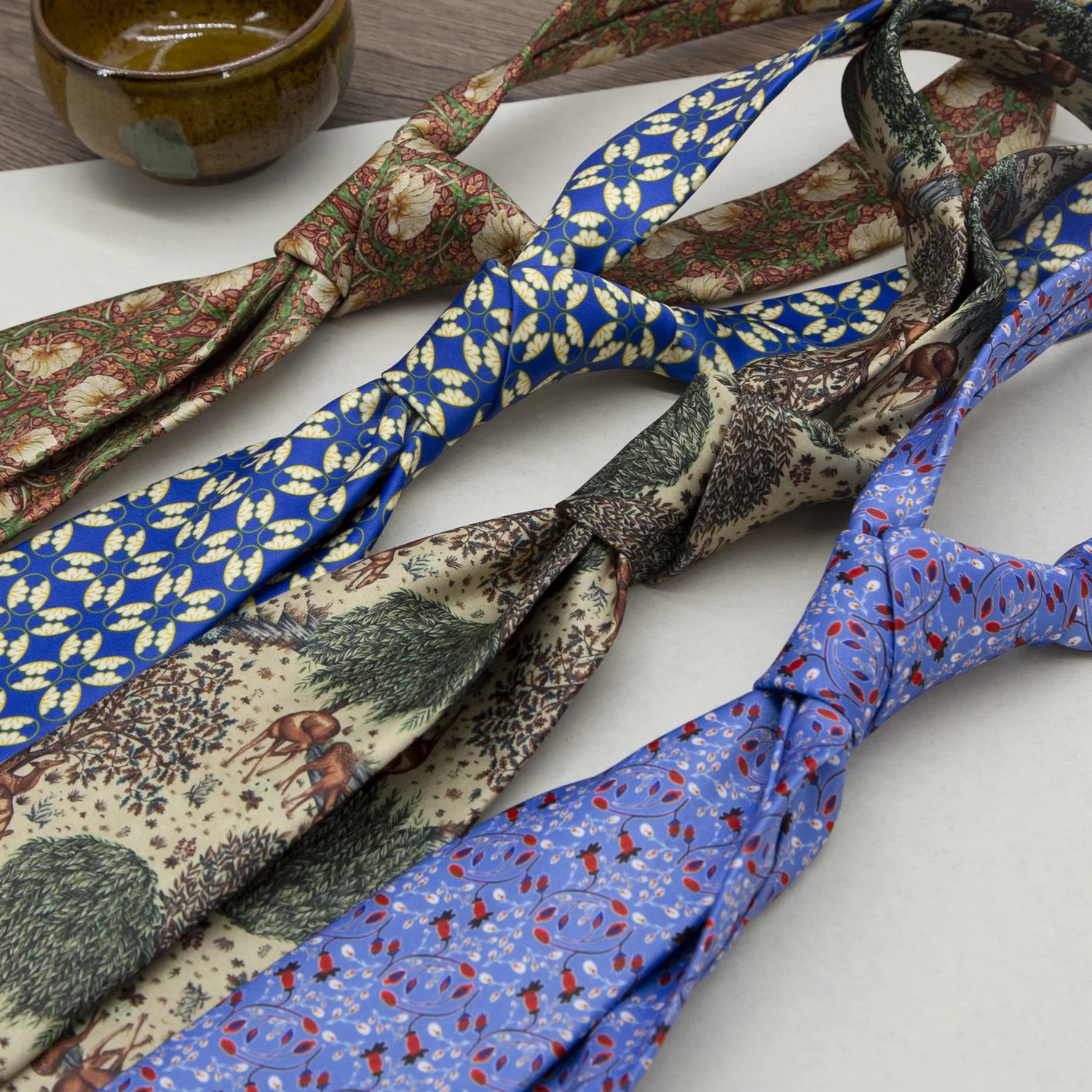 New French Romantic Style 8cm Simulated Silk Floral Dots Printed Necktie Casual Oil Painting Animal Neck Ties Handmade Brown Tie