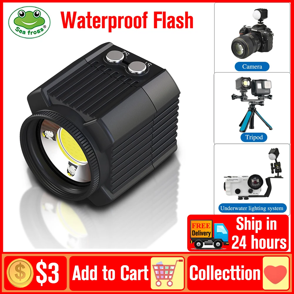 Seafrogs SL-19 Underwater Waterproof LED Fill Light Camping Video Light Diving Strobe Flash for Canon Sony Nikon Gopro Cameras