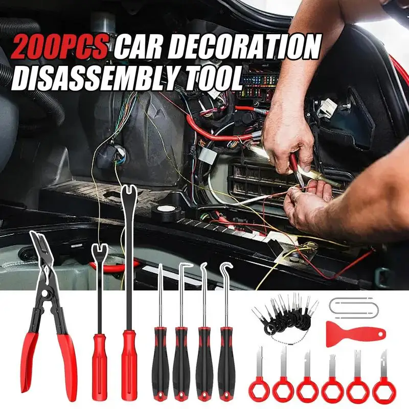 Trim Removal Tool Kit 200 Pieces Clip Remover Set No-Scratch Trim Tools Small Fastener Automotive Pliers Interior Car