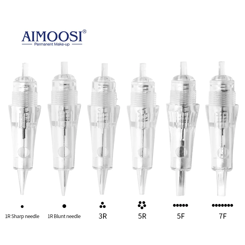 AIMOOSI Disposable Sterile Tattoo Needle Cartridges 1R/3R 15/100 for Eyebrow Lip PMU Microblading Permanent Makeup Machine - view 2