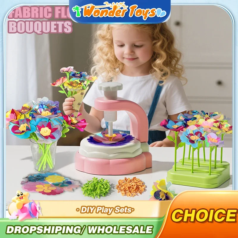 DIY Toys Girls Handmade Fabric Bouquet Flower Crafts Handcrafted Set Embossing Machine Toys Interactive Educational Toys for Kid