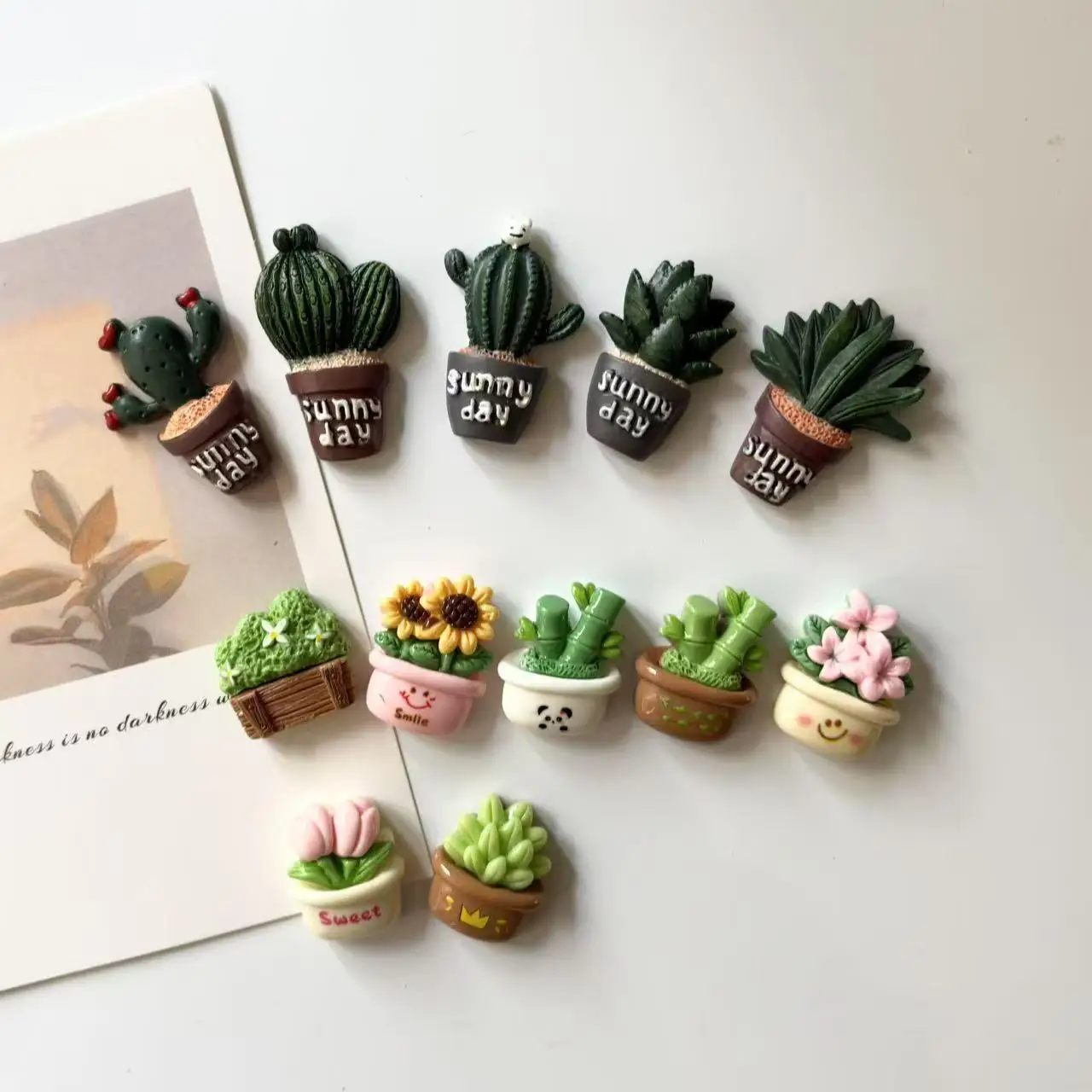 Милый сочный цветок кактуса, магнит на холодильник, креативный домашний декор из смолы