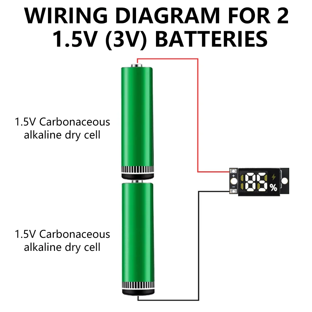 Mini-Batterie-Ladezustandsanzeigemodul 188-Segment-LED-Display Universelle Prozentanzeige für 1 oder 2 x 1,5V – Detail 6