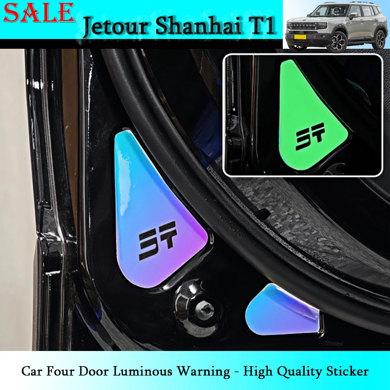 

Подходит для Jetour Shanhai T1 2024-2025, автомобильная четырехдверная светящаяся предупреждающая наклейка высокого качества, напоминание о открытии двери автомобиля, кусок