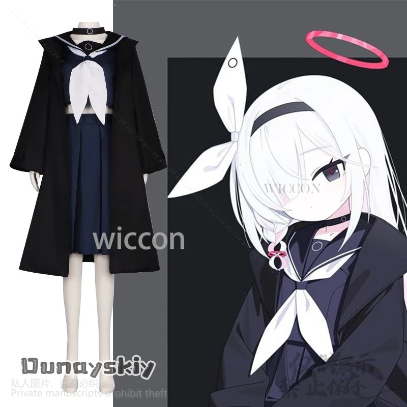 Anime Game Blue Archive Cosplay Prana Black Arona Cute Black Sailor Clothing Skirt Game Female Jk Daily Costume Wig Halloween