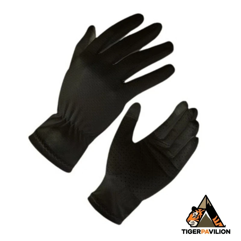 Um par de luvas de proteção solar para mulheres e homens, finas, estilo de dedo completo com proteção UV, adequadas para dirigir, ciclismo, esportes