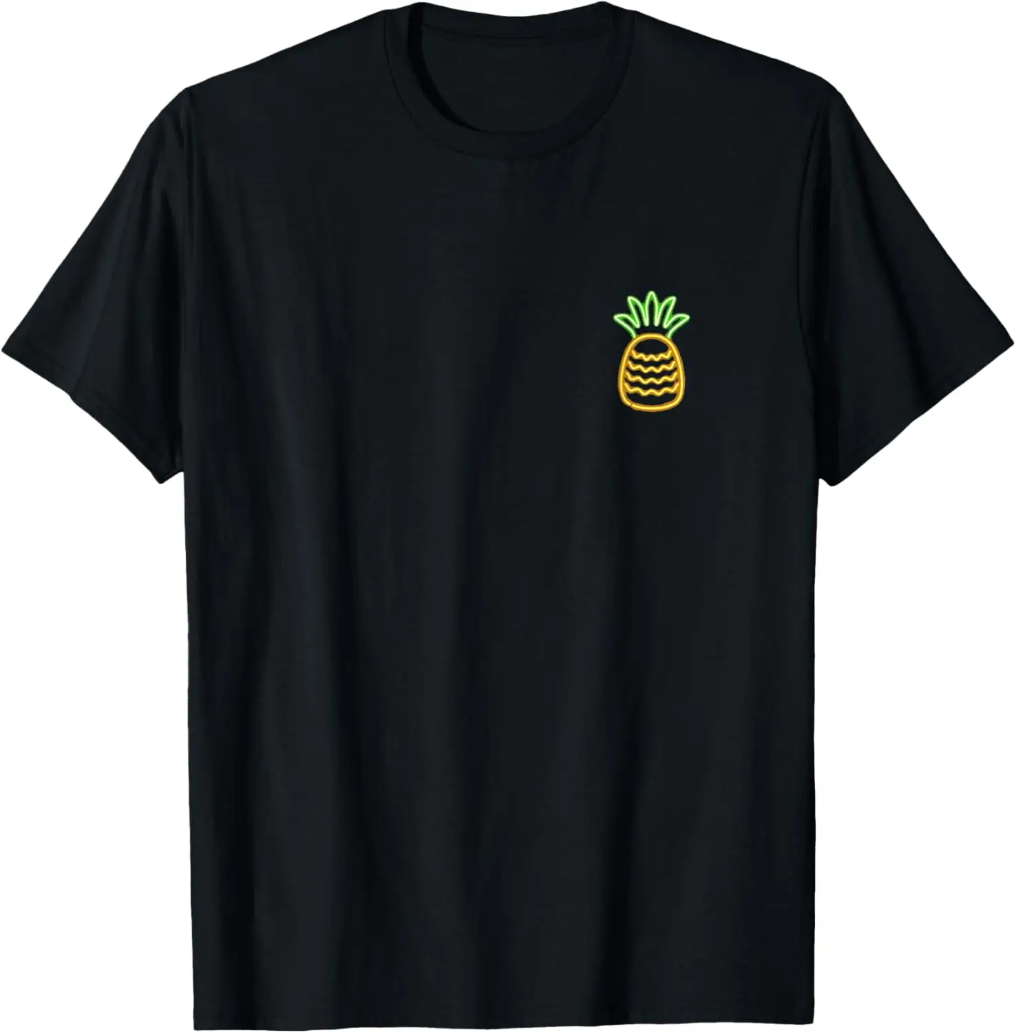 

80s Retro Glowing Sign Design Aloha Pineapple Pocket T-Shirt