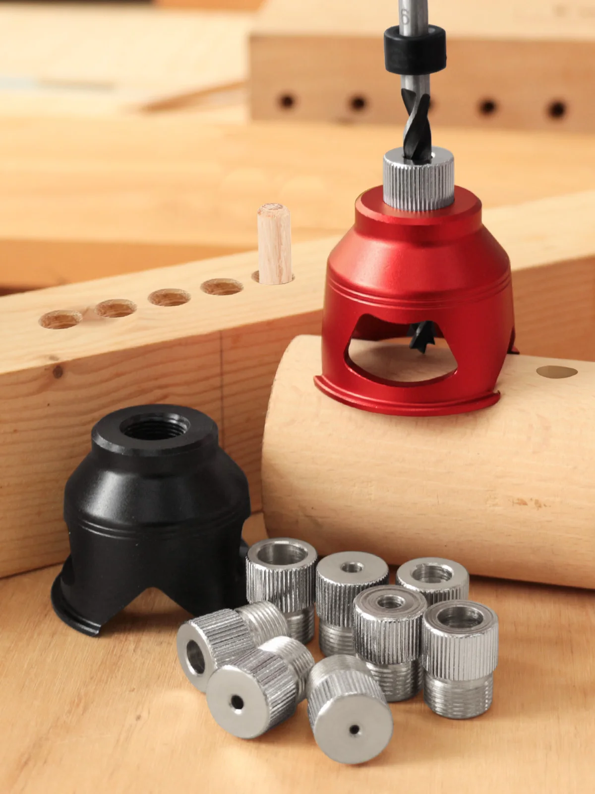 Vertikaler Bohrerführung-Dübel-Vorrichtungssatz aus Aluminiumlegierung 2-10mm, Verstellbarer Bohrer-Lokalisierer für Holzbearbeitung, Tischlerei, DIY-Werkzeug – Detail 1