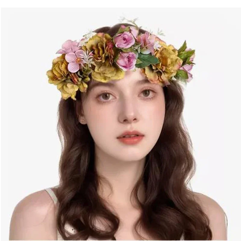 

Floral Crown Headband Halo Boho Maternity Photo Props Diademas Florales Para El Pelo Con Corona Lujoso Nupciales