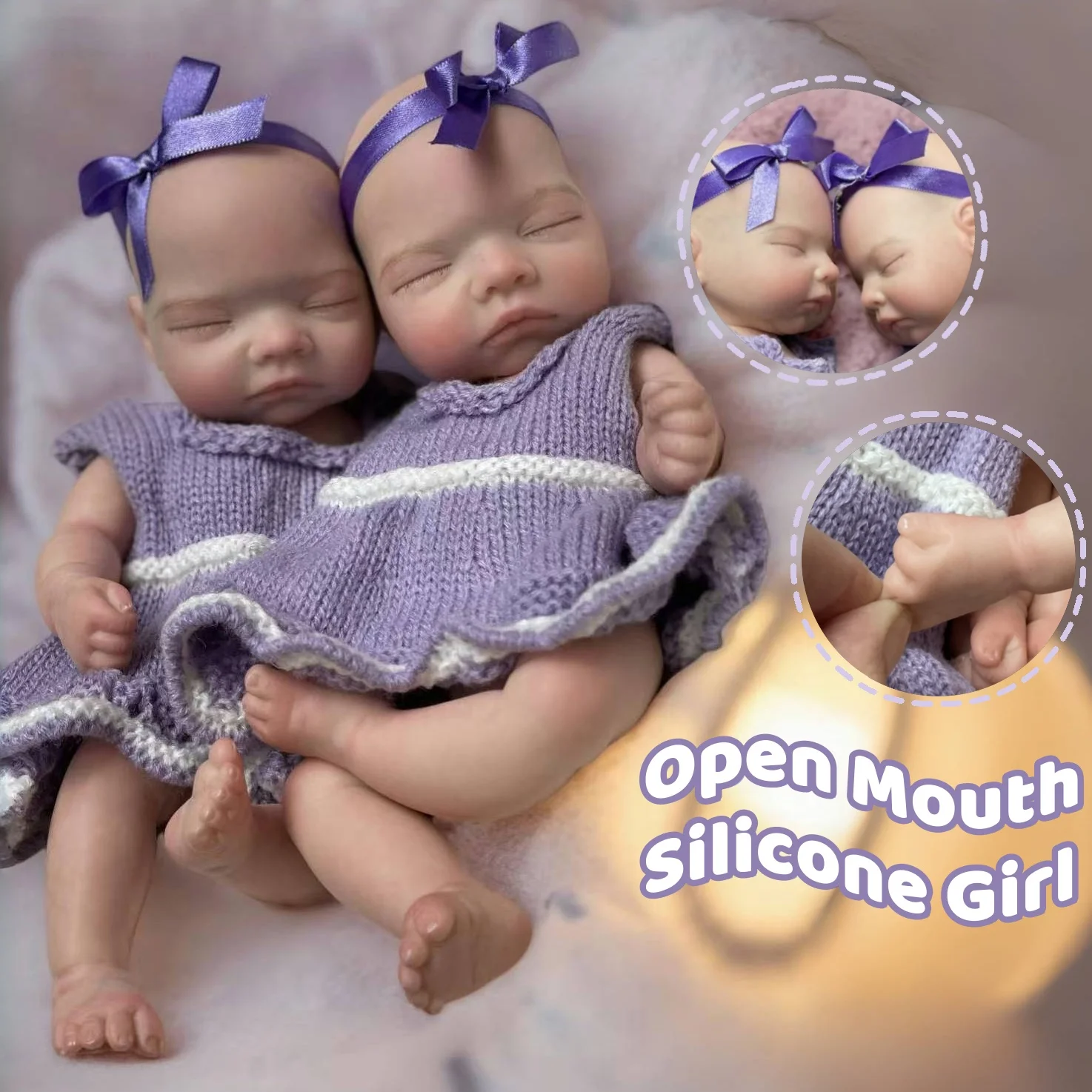 

11 дюймов/28 см, один больше нарядов, с открытым ртом, всего тела, твердая силиконовая кукла реборн для девочек, 3D окрашенная кожа, реалистичная кукла для новорожденного