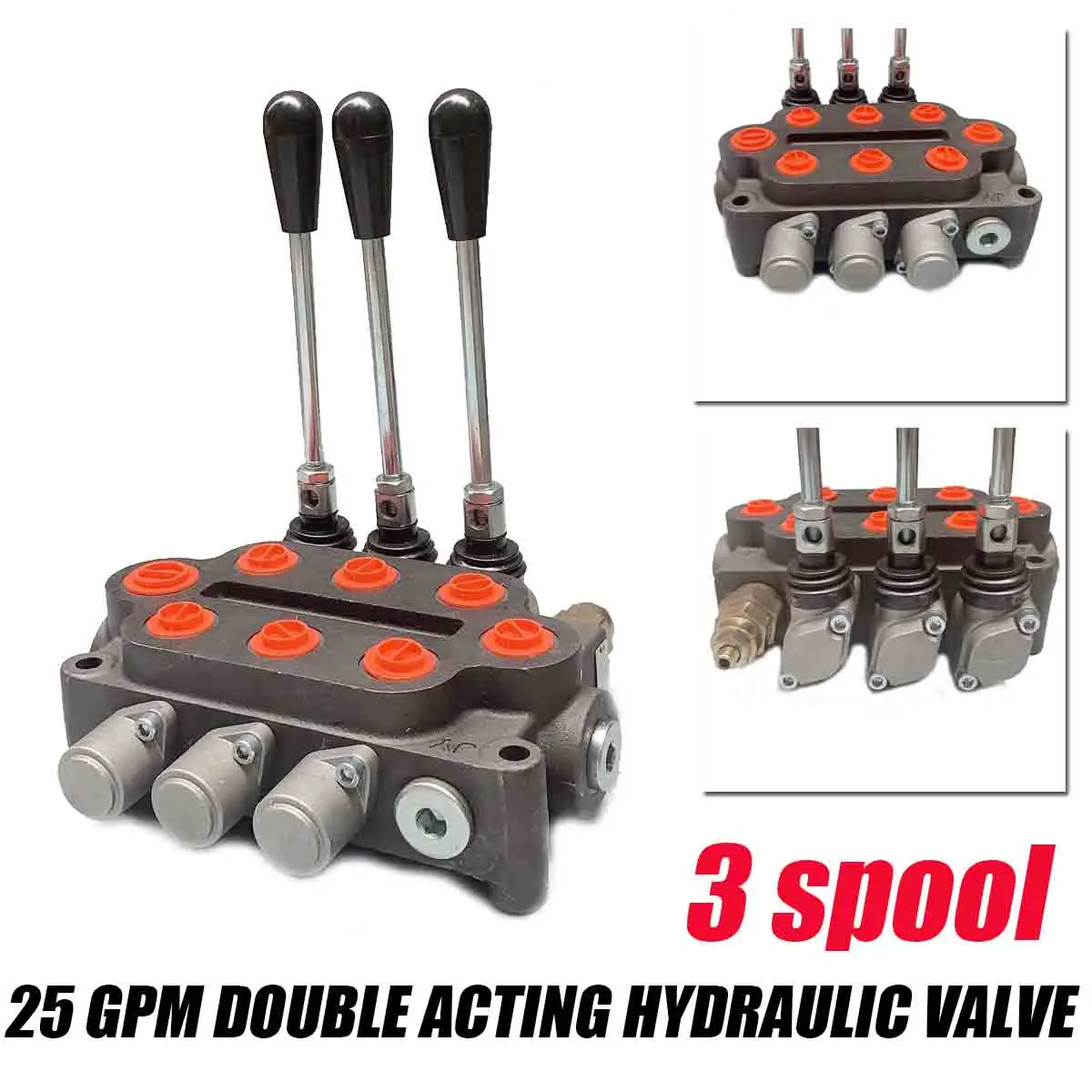 3 Spool 25GPM Hydraulic Directional Control 3000PSI Valve Double Acting Suitable Use For Pump Hydraulic Cylinder Motor