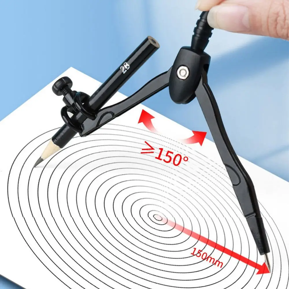 Metal Desenho Bússolas Conjunto com Lápis Sharpener, Matemática Geometria Elaboração Ferramenta, Clip, Pen Tipo, Draw Circle Tool