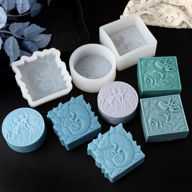 3D Dinosaurier-Skelett-Fossil Silikonform Drachenknochen-Form DIY Seife Harz Gips Kerzen Basteln Halloween Heimdekoration Handgemachtes Geschenk