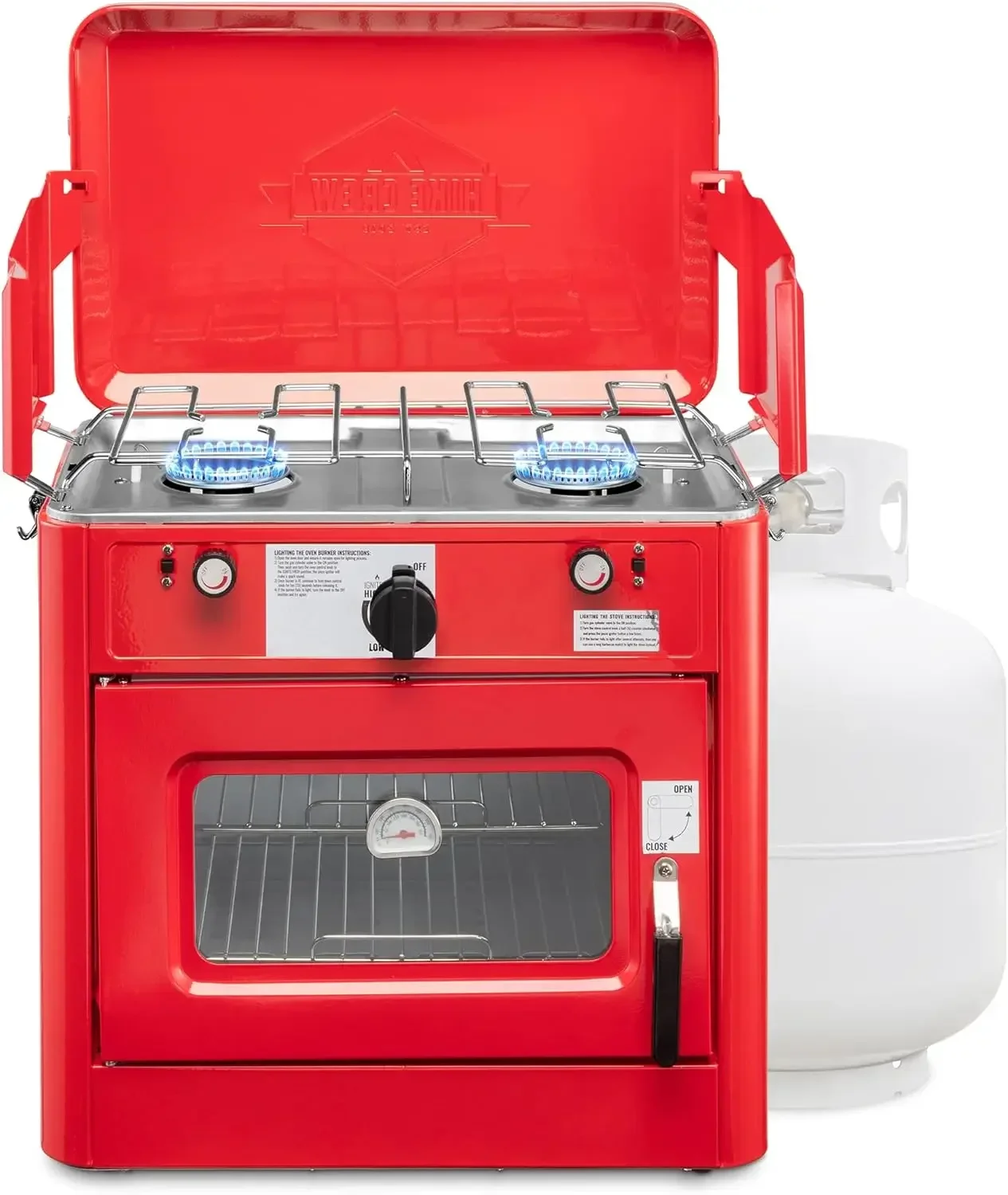 

ez Hike Crew Outdoor Gas Camping Oven with Carry Bag, Portable Propane-Powered 2-Burner Stove, Auto Ignition