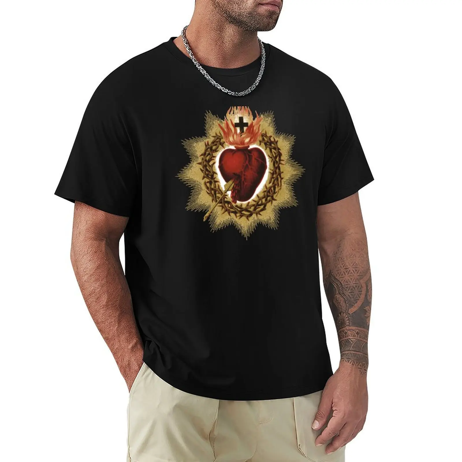 

Sacred Heart of Jesus Catholic T-Shirt aesthetic clothes tops quick-drying vintage clothes men t shirt
