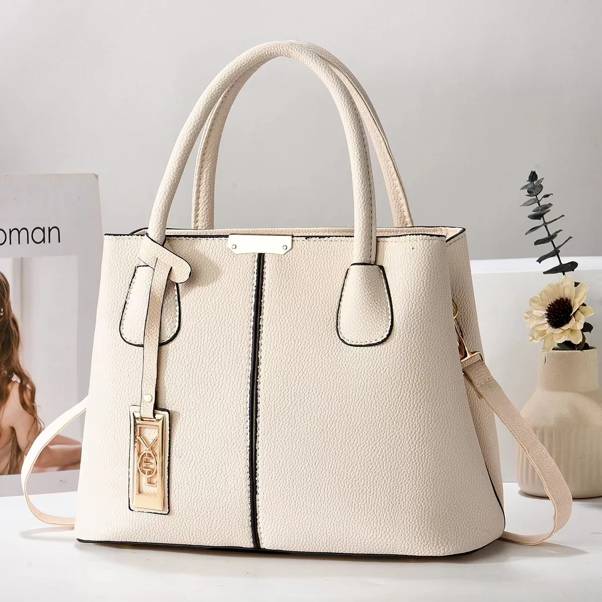 

Faionable Large Capaci Women's Handbag oulder Bag Casual Korean Sle Middle-aged Mom Bag PU Leather Daily Use