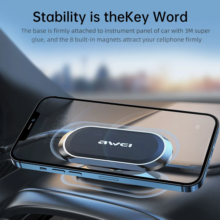 Awei X20ユニバーサルナビゲーションブラケット磁気車載ホルダーiPhone 16 15 14 13 12 Samsung Redmi Xiaomi対応