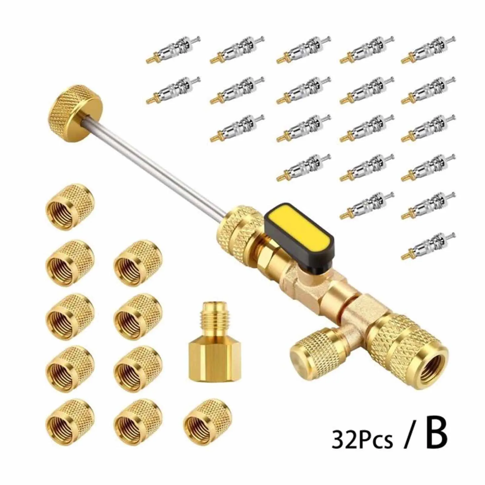 

Valve Core Remover Installer Tool Kit with Dual Size 1/4 & 5/16 Port for with R22 R12 R407 R410 R404 R32 R600 HVAC System