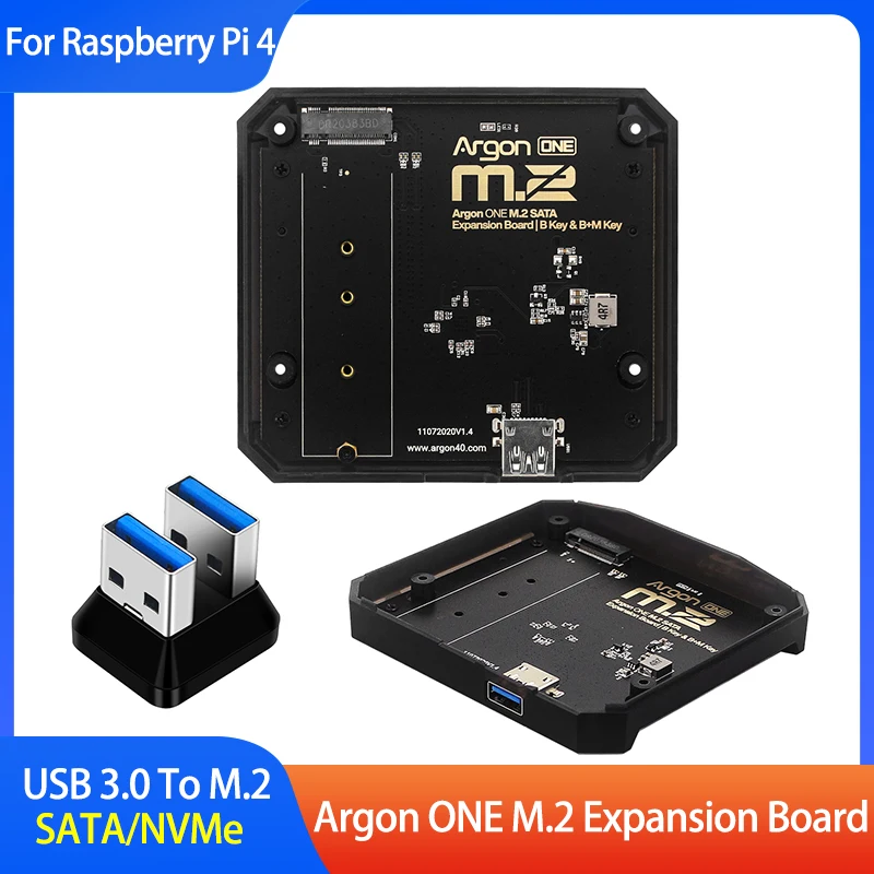Argon ONE M.2 Expansion Board USB 3.0 To M.2 SATA NVMe SSD Adapter Base For Argon ONE V2 For Raspberry Pi 4