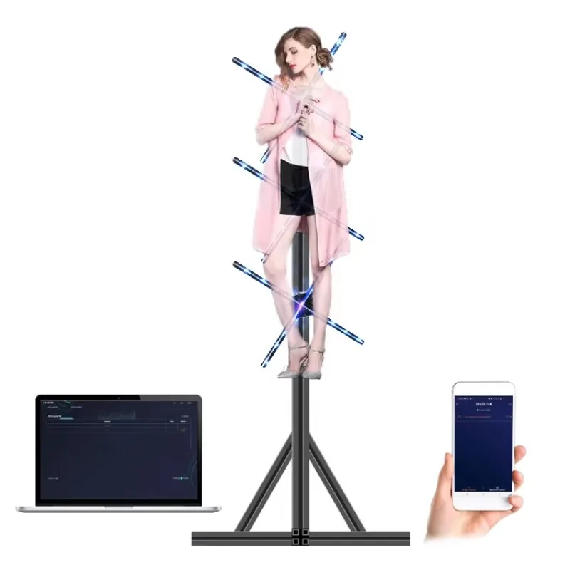 

High Resolution 65cm Four Blades Advertising Playing Equipment Ventilador Holografico 3D Holographic Display Hologram Fan