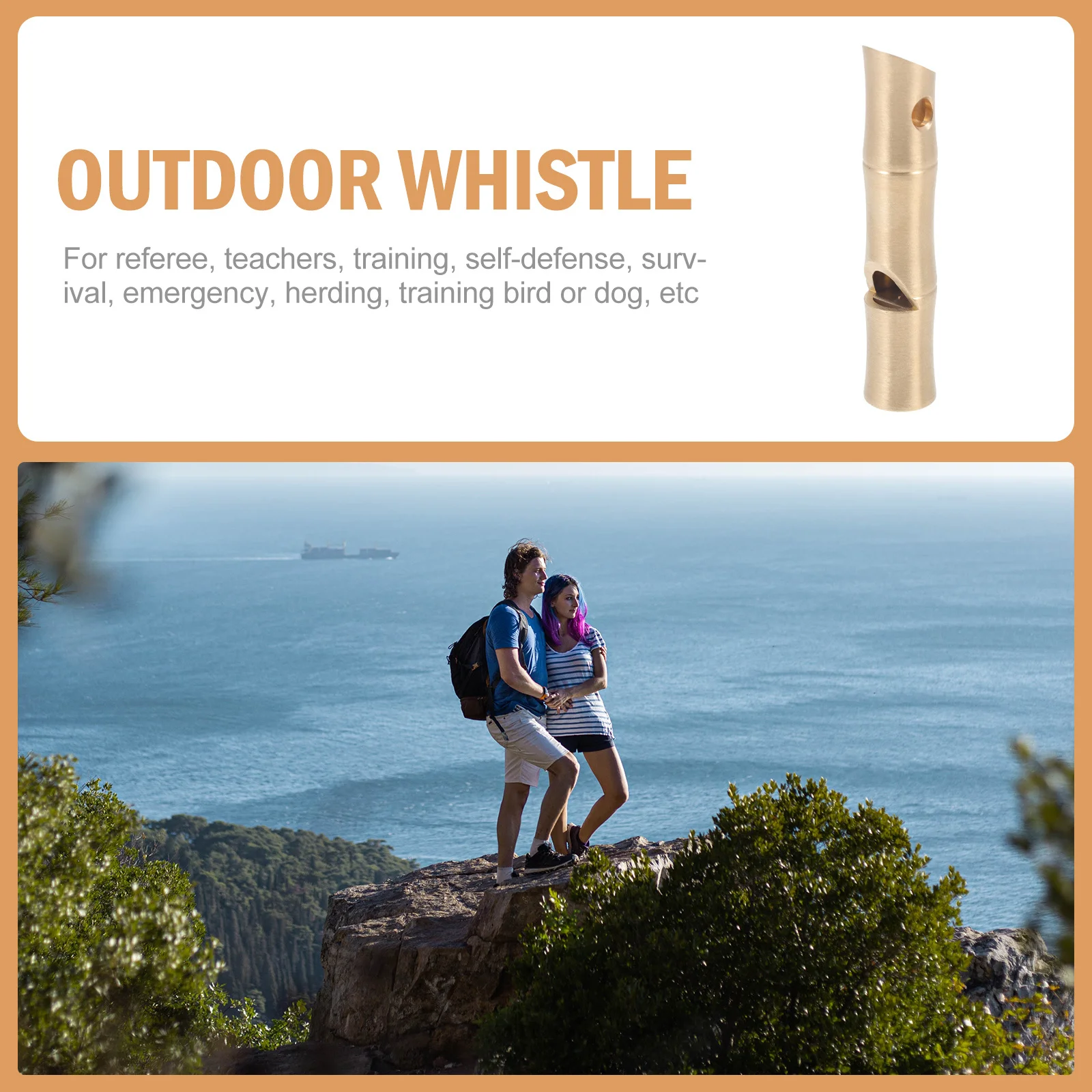 1 قطعة النحاس خمر عالية صافرة بقاء البحث في حالات الطوارئ مساعدة بصوت عال التدريب صافرة أدوات البحث في الهواء الطلق