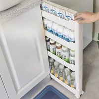 Ultra-Narrow Gap Organizer - 10cm Slim Fridge Side Storage Cabinet with Pull-Out Tray, Space-Saving Kitchen Corner Shelf
