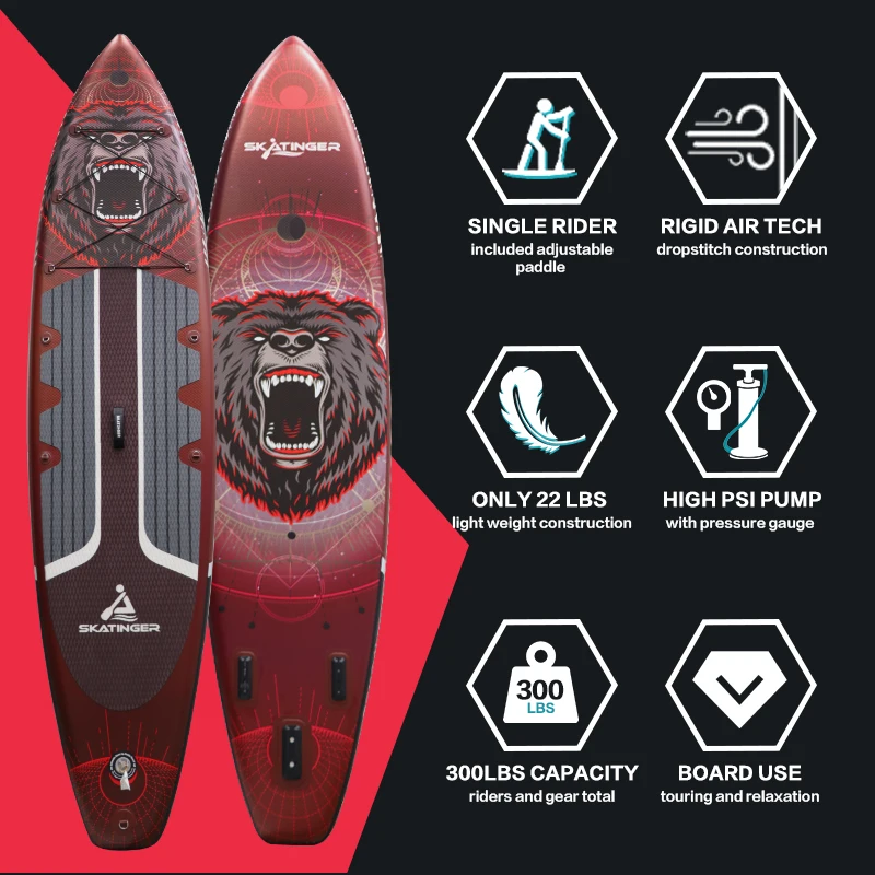 skatinger fully custom paddle board inflatable beginner factory supplied sup boards with carry bag