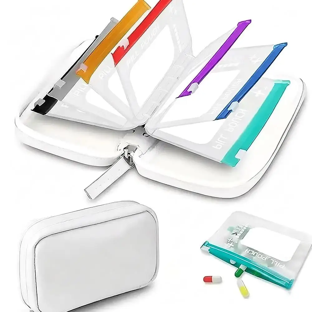 Pillenorganizer-Etui Wasserdichte Pillentaschen, Farbcodiertes Wiederverwendbares Reise-Pillenaufbewahrungssystem Wöchentlicher Medikamentenorganizer – Detail 1