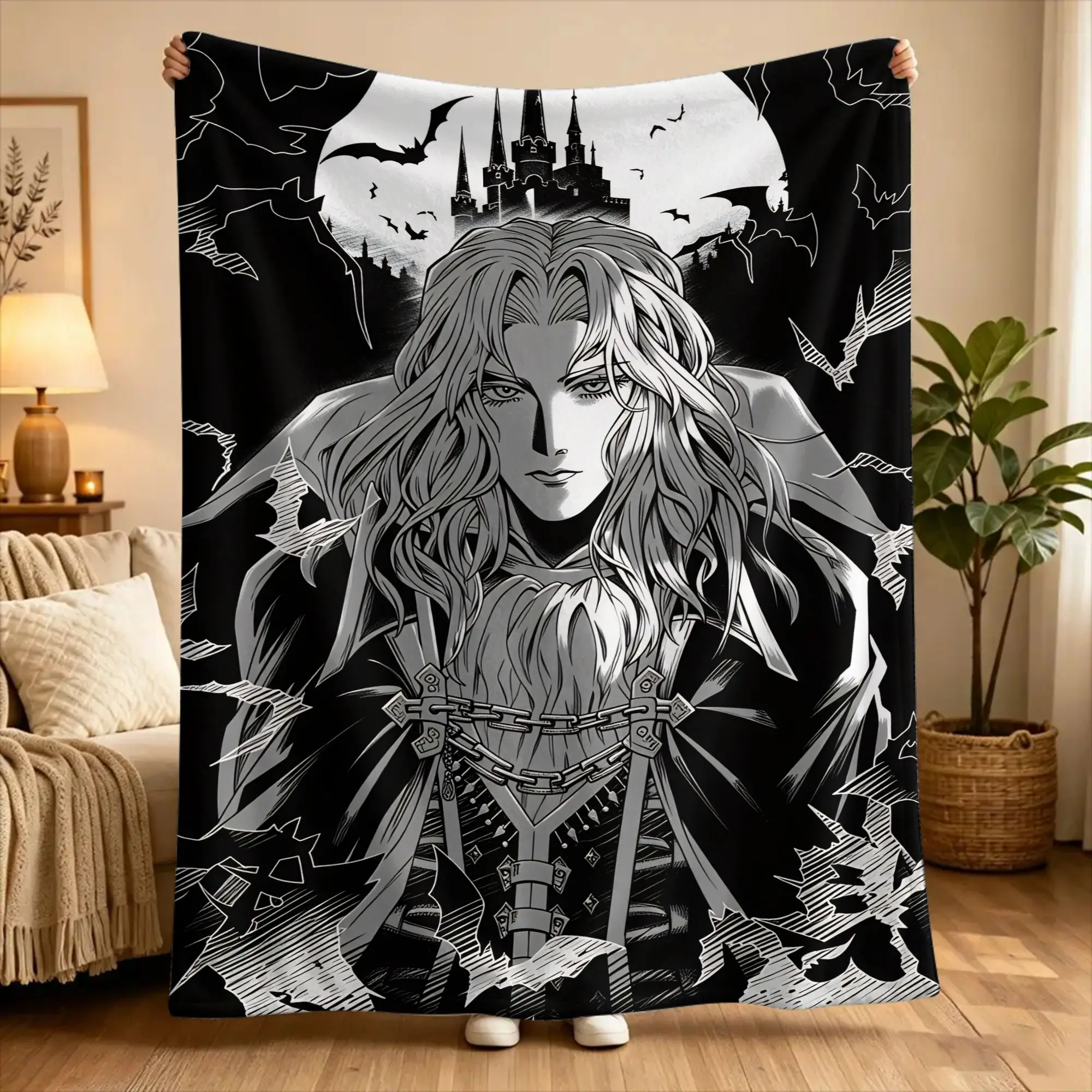 C-Castlevania Alucard Blanket  Decorative Flannel Throw Blanket For Bedroom Warm Soft Custom Quality Bedspread Gift