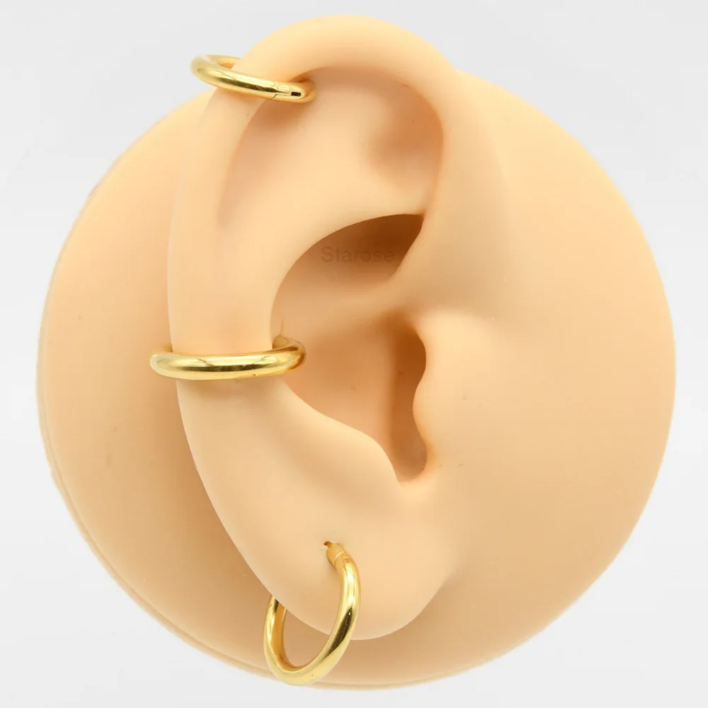 Large Guage 12G/2mm to 00G/10mm 316L Stainless Steel Hinged Clicker Septum Rings Seamless Nose Ring Hoop Ear Piercing Earweight