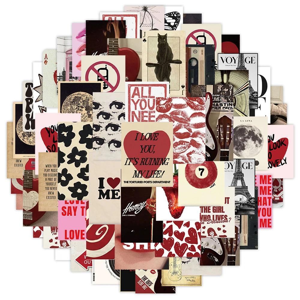 

10/30/50pcs Retro Women Posters Y2K Cartoon Stickers Aesthetic Art Decoration Sticker DIY Luggage Motorcycle Guitar Decals Packs