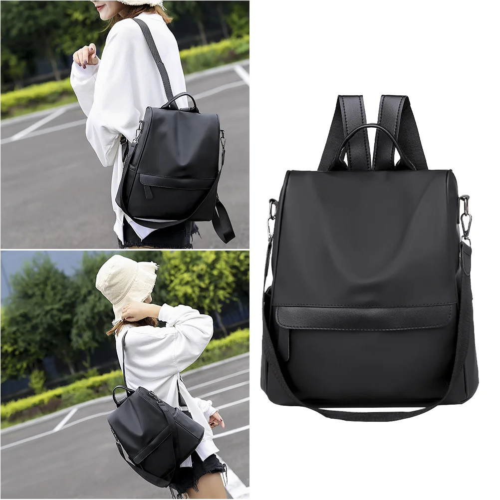 حقيبة سفر للطلاب ذات سعة كبيرة من أكسفورد مقاومة للسرقة للنساء في الحرم الجامعي للاستخدام اليومي حقيبة ظهر للسفر في الحرم الجامعي باللون الأسود