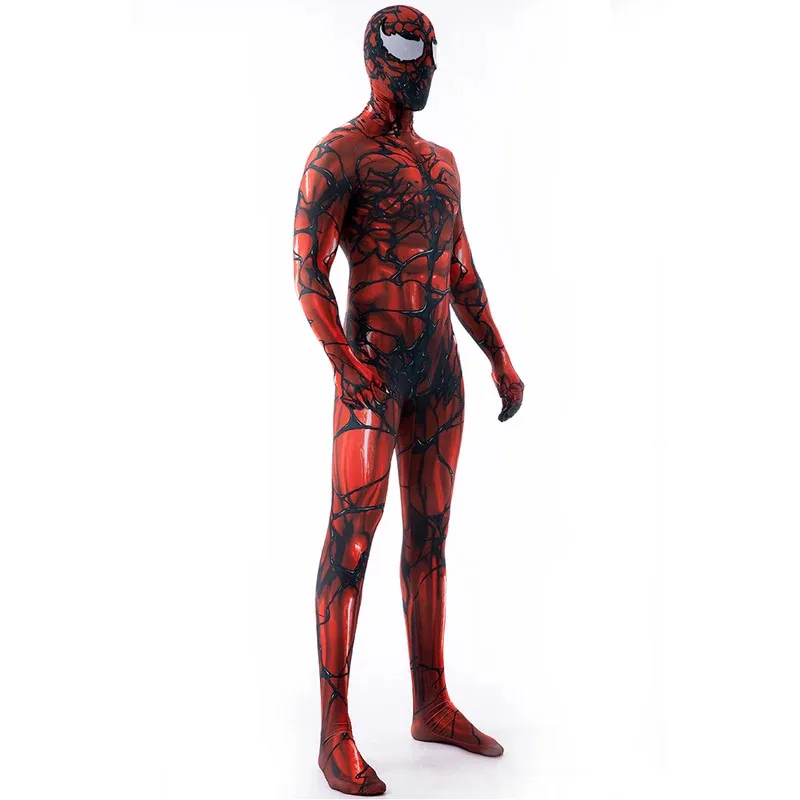الأحمر السم سيمبيوت Spidercosplay خارقة تأثيري حلي Zentai البدلة الكبار ارتداءها الرجال حللا الحفلات