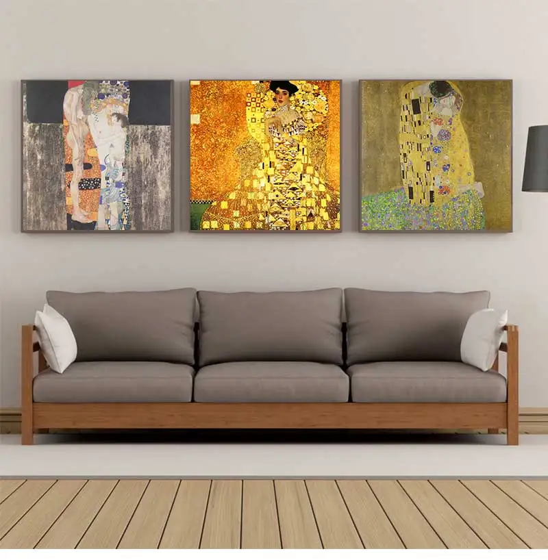 Mintura 100% Hand Paintied Famous Reproduction Gustav Klimt Paintings The Kiss Adele Danae Oil painting Wall Art For Living Room