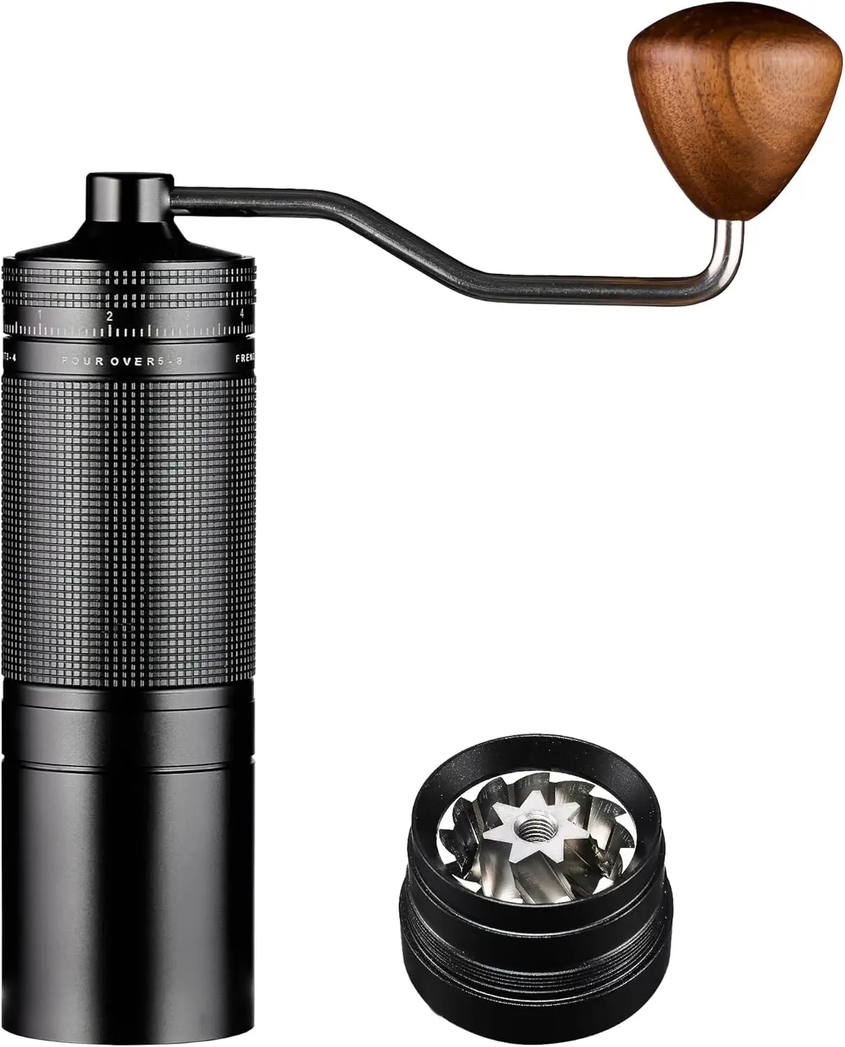 

Manual Coffee Grinder with 7-Star Stainless Steel Burr, Adjustable for French Press, Mocha, Espresso, Black