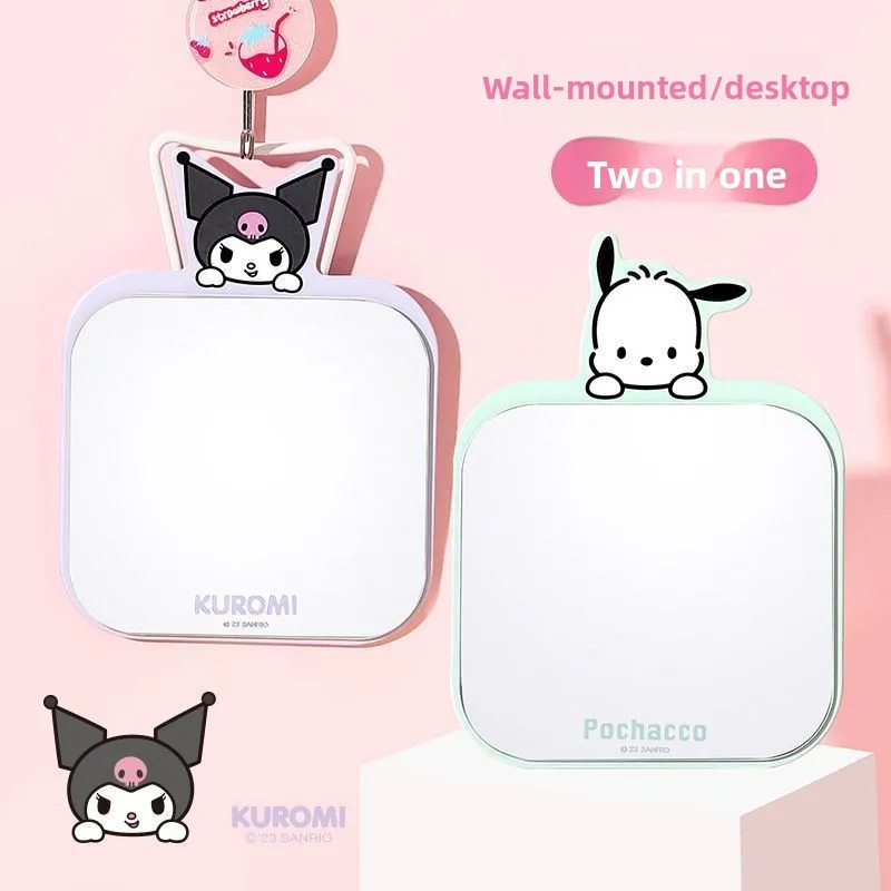 Kawaii Sanrio Cinnamoroll folding mirror, metal desktop makeup mirror, dormitory essentials portable compact dresser new style view 2