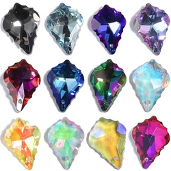 8pcs 15x22mm Maple Shape Crystal Quartz Single Hole Pendant Glass Beads for Women Necklace Wedding Jewelry Gift Accessories
