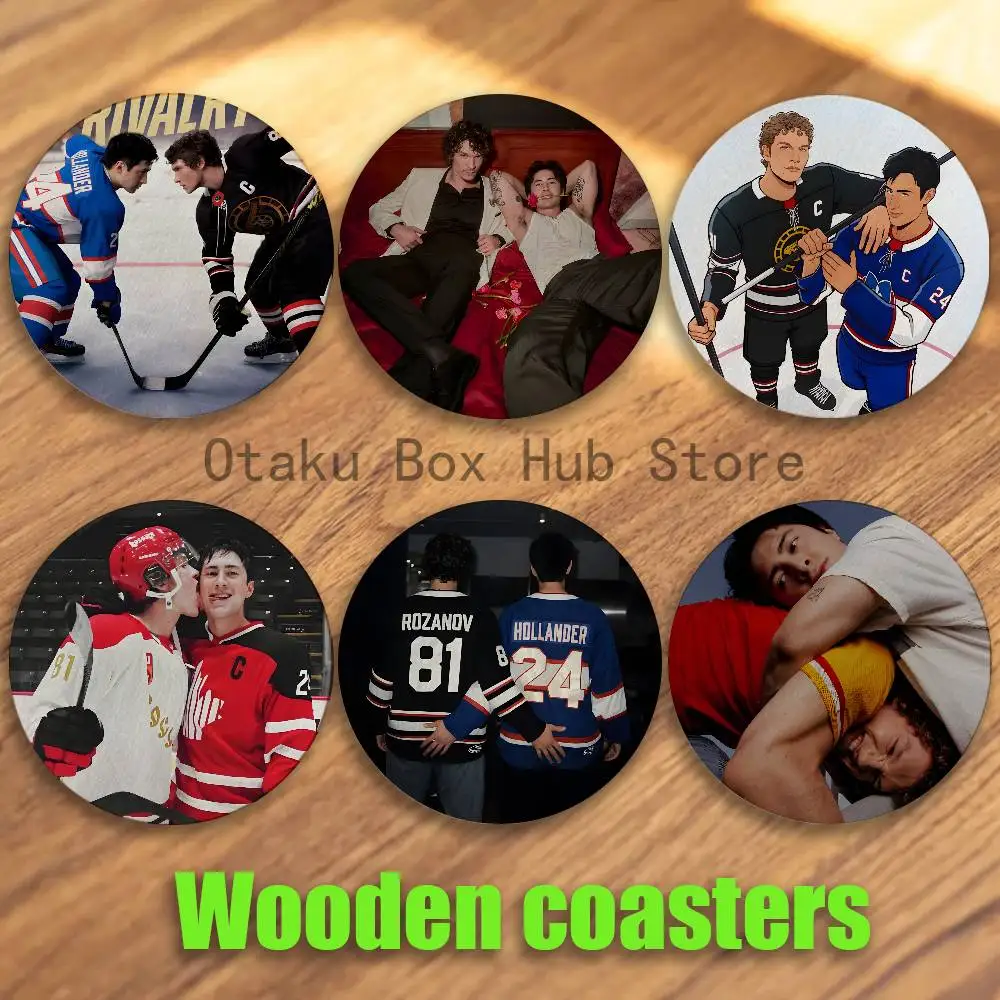 

Vintage H-HeatedS R-Rivalry Wood Coaster Set - Heat Resistant For Tea & Coffee, Home Cafe Decor Holiday Gift