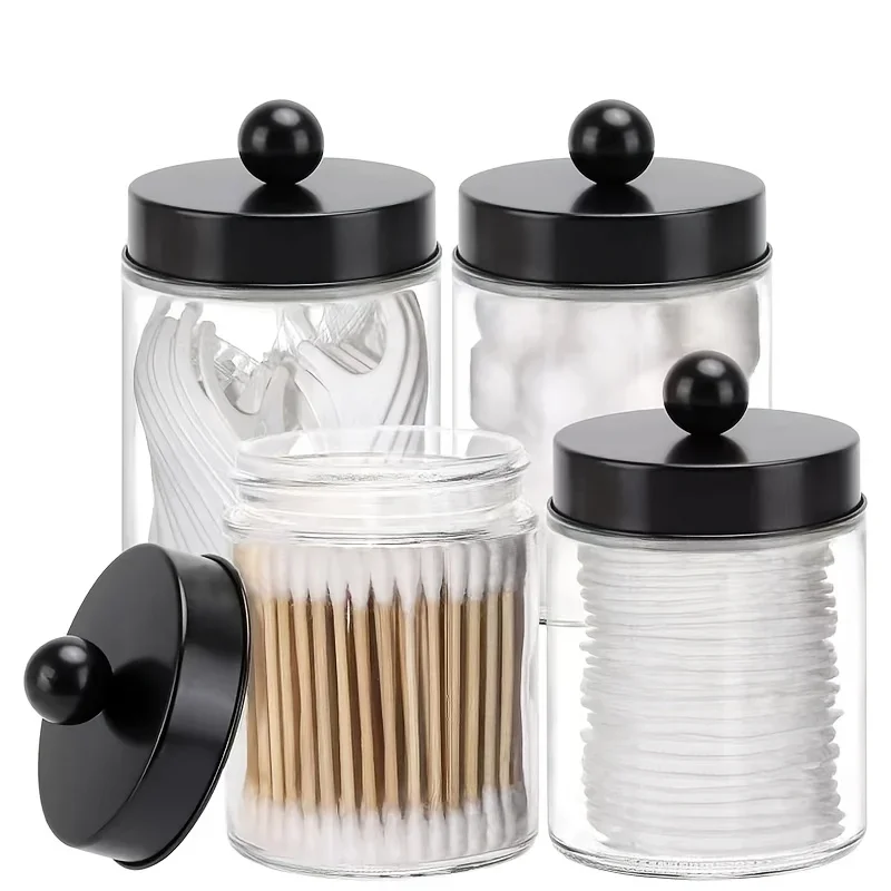 1/2pcs Clear Acrylic Cotton Swab Storage Tank Desktop Cosmetics Organizer Makeup Swab Organizer Box with Lid