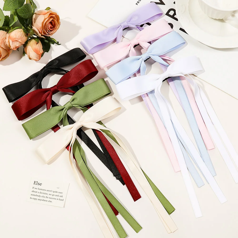 Sweet Large Ribbon Bow Hair Clip Trendy Long Ribbon Hairpins Barrettes Headband For Women Girl Hair Accessories Wedding Jewelry