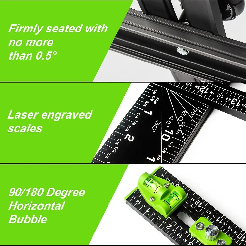 T-Square Ruler Drill Locator 2in1 DIY Tools Cabinet Hardware Jig High‑precision Built-in Bubble Level Sliding Stop Locator