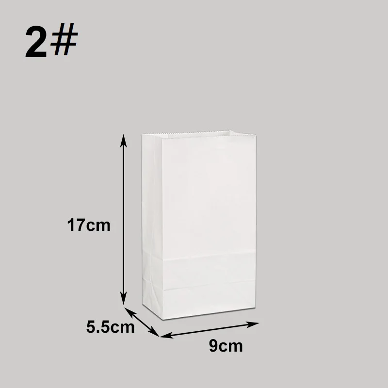 50pcs/lot Oil-proof White Paper Bags Square Bottom Food Gift Kraft Baking Packaging Bag Storage Bags Custom Print Logo