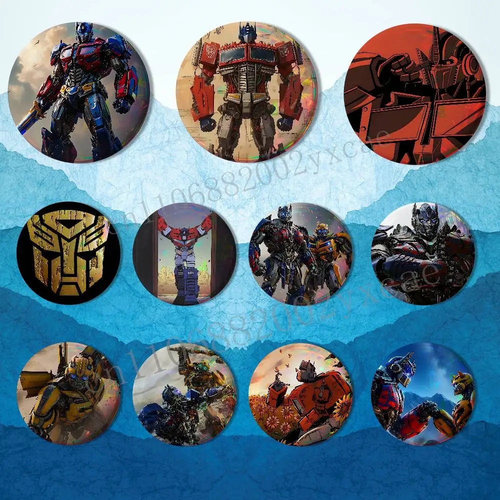 

O-Optimus PrimeS Transformers HD Print 58mm 44mm Lapel Pins Pretty Derby Round Display Brooches Brooch Badges
