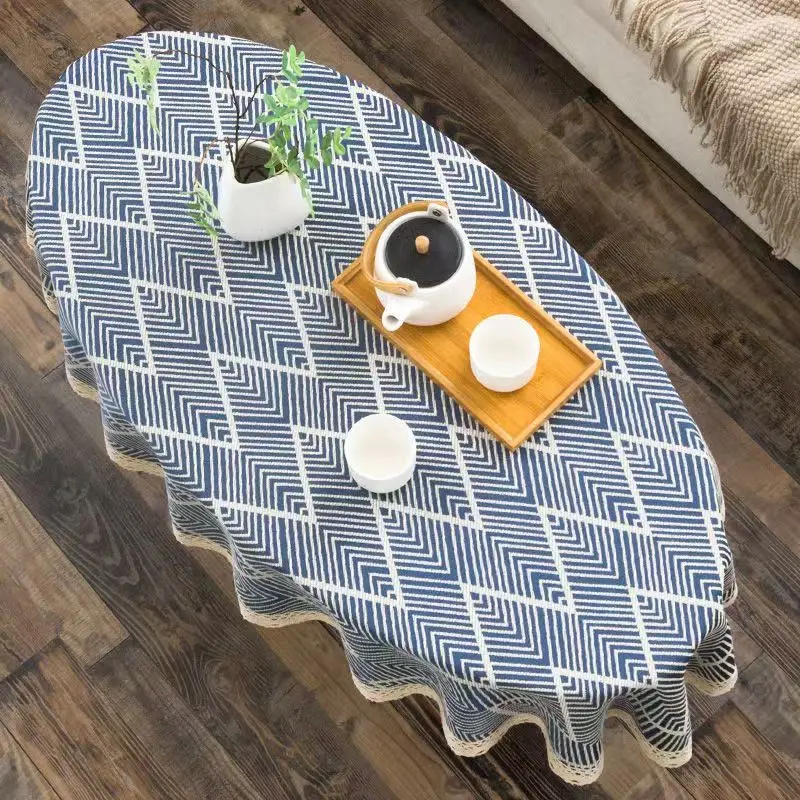 

New Tassel Oval Tea Table Pastoral Style Simplicity Скатерть из хлопка и льна Новорічна скатерть Журнальный столик для гостиной