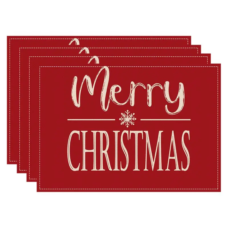 VIKAMA Red LOVE Christmas Mat Waterproof and Insulated Table Mat Holiday Party Home Restaurant Table Decoration Mat