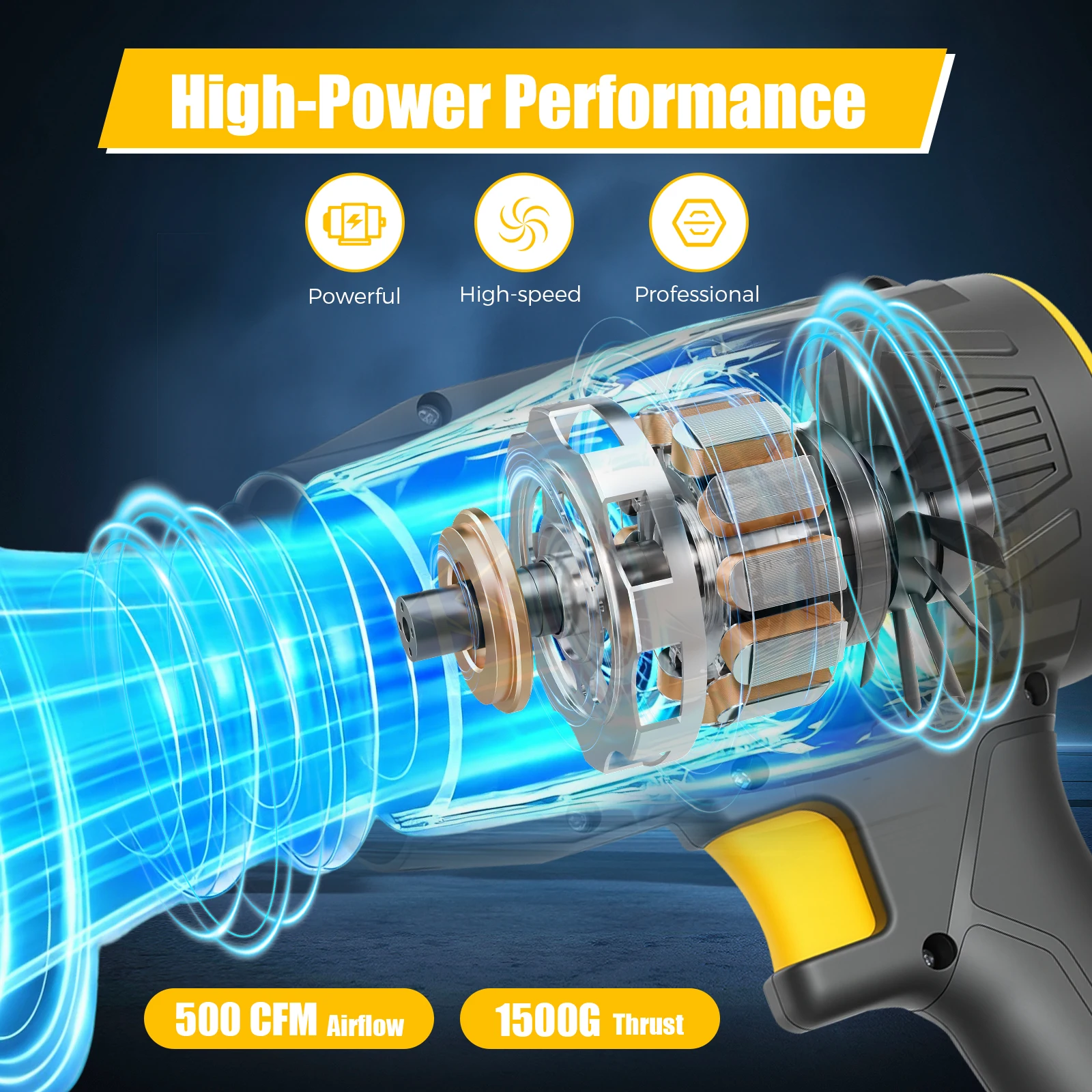 21V Cordless Leaf Blower 300000 RPM 260CFM Electric Handheld Power Blower 400W for Yard Cleaning Lawn Care Snow Sand