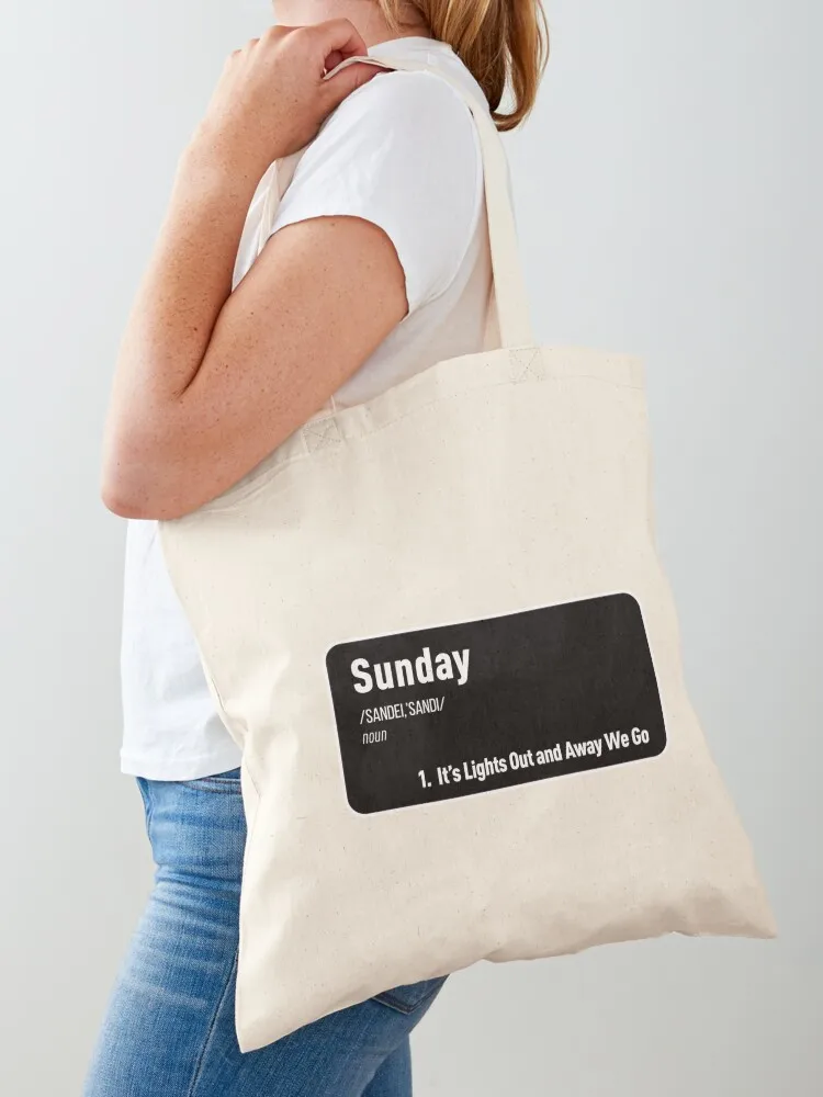 

Sunday It's Lights Out and Away We Go (White Details) Tote Bag eco pack Gift bag ecological bags