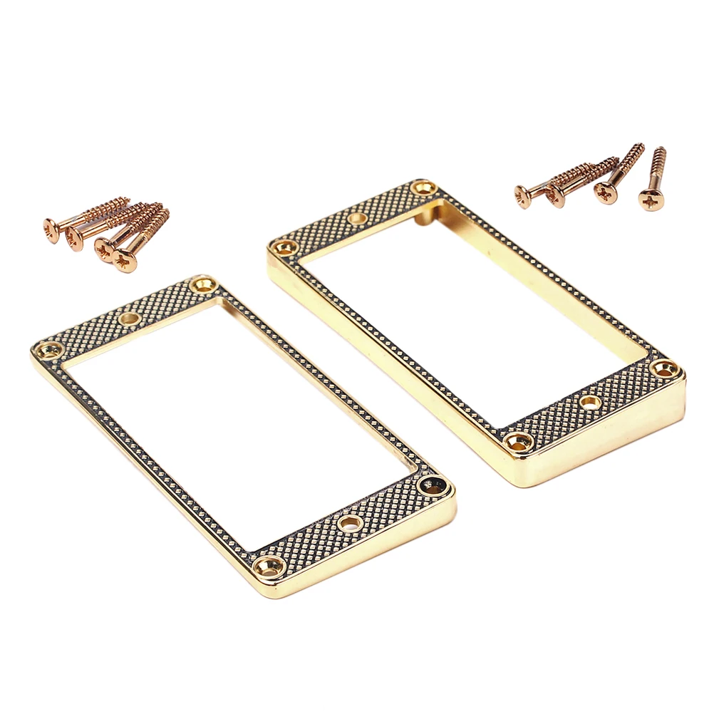 

2 Pcs Zinc Alloy Frame Guitar Humbucker Mounting Ring Pickup Black Metal Flat Pickups